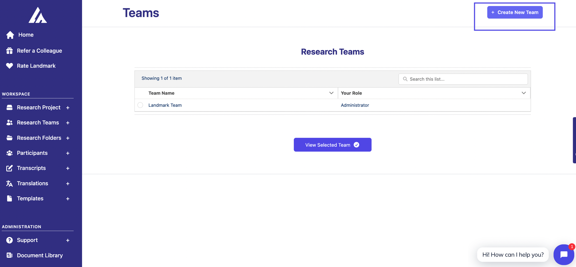 Creating a new team