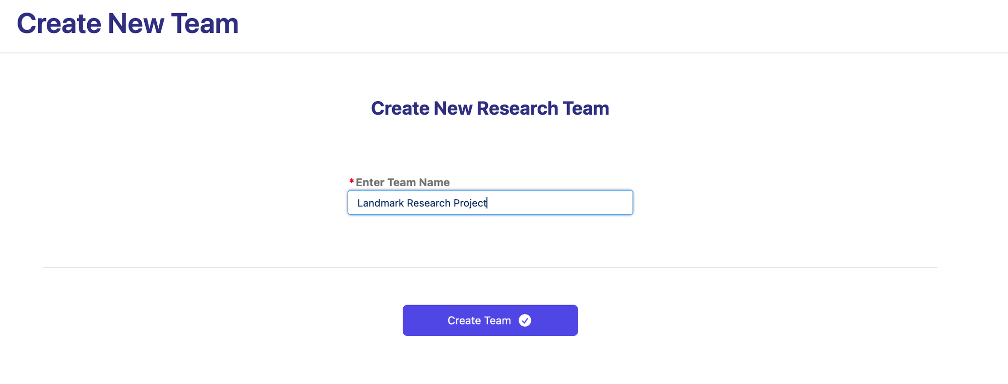 Entering team name