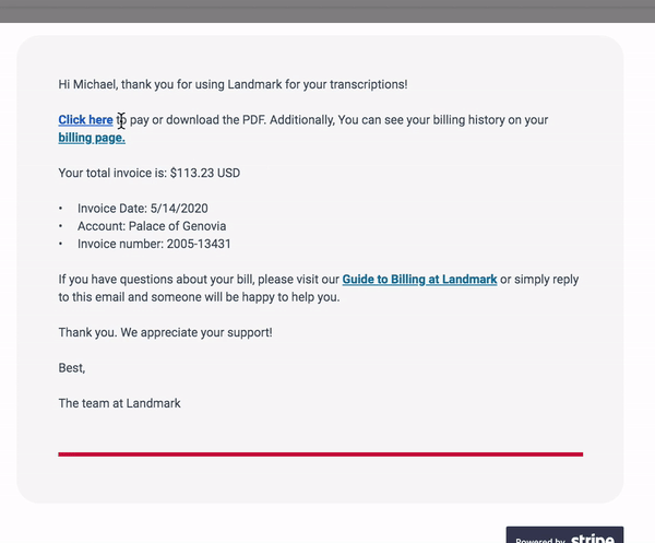 Pay invoice step 1